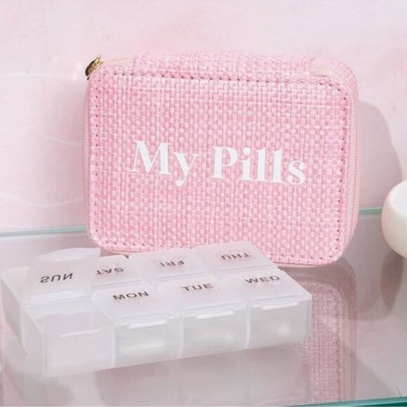 MIAMICA Pink Rattan Zip Pill Case - Picture 1 of 4